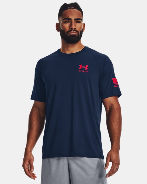 Men's UA Tech™ Freedom Short Sleeve T-Shirt, Blue, pdpMainDesktop image number 0